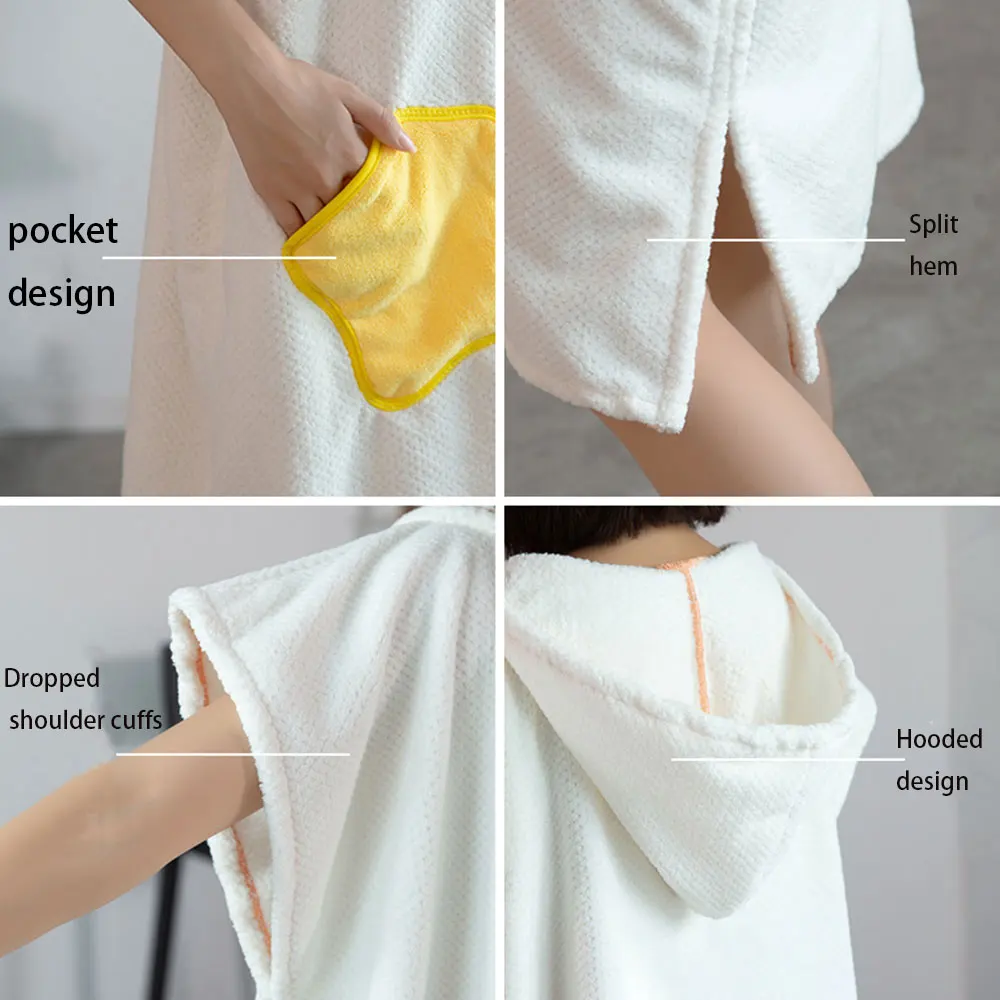 Cute Wearable Microfiber Bathrobe Woman Shower Female Soft Bath Towel for Adults for Home Bath and Sauna Towels Bathroom