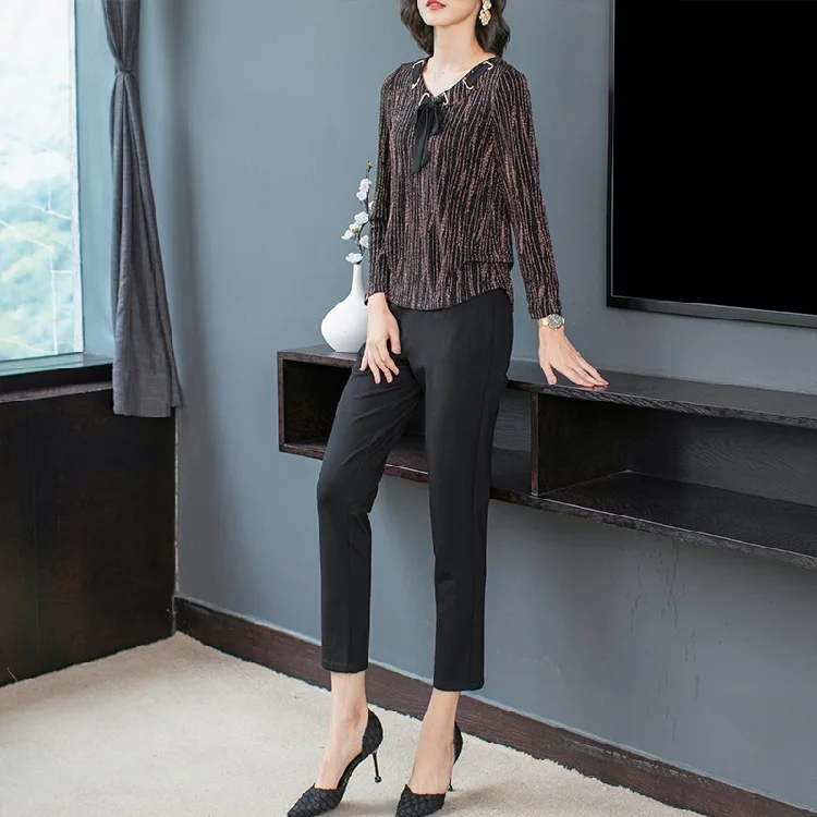 

Middle-aged Women Dress Two-Piece Women's Western Style by Age 2019 Early Autumn New Style Fashion Slimming Elegant Casual Pants