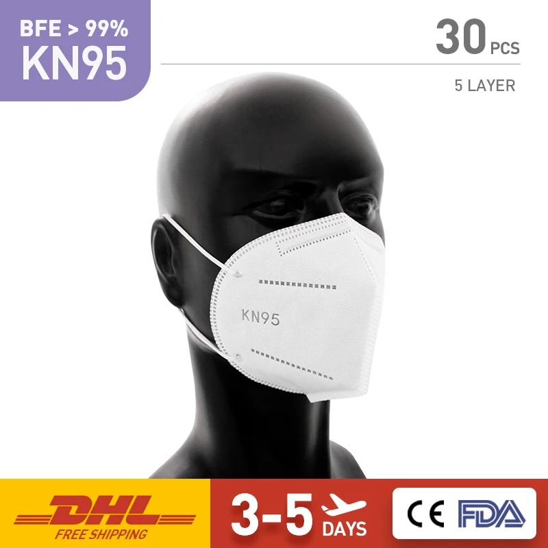 

Kn95 Face Mask 5 Layer Filter N95 Respirator Non Woven Earloop Mouth Face Masks Disposable Mask Pollution Protect Anti Droplet