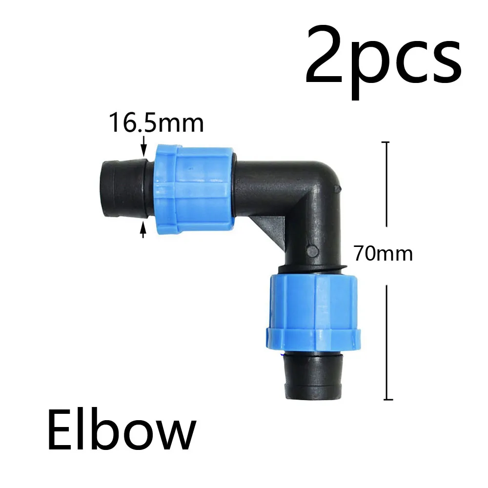 2pcs 16mm Micro Irrigation Drip Tape Connectors Tee Repair Elbow End Plug Tap Fittings Locked Hose Joints Greenhouse Coupler