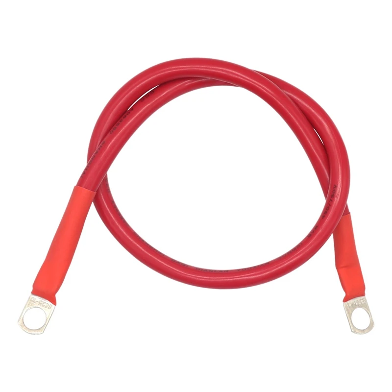 2 Foot 4 AWG Battery Cable Wire with 3/8 inch Ring Terminals Universal