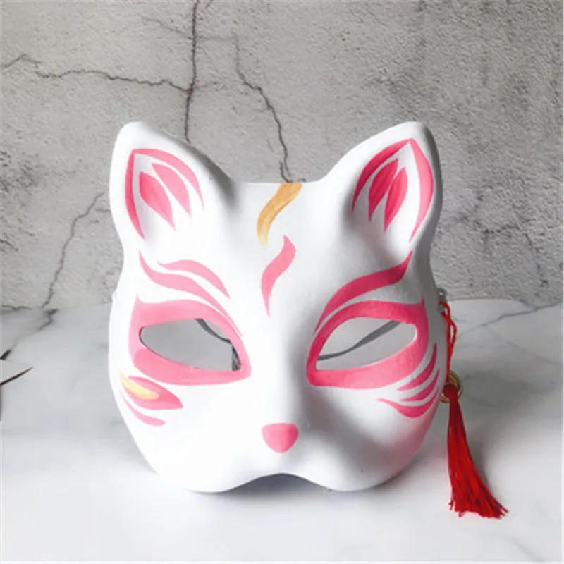 2 шт Вечерние Маски рисованная маска Аниме COS Cat Fox маска с колокольчик-кисточка