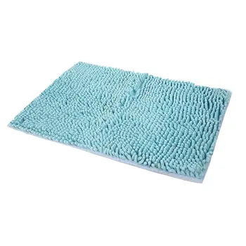 

40x60CM Large Size Solid Blue Color Microfiber Chenille Bathroom Floor Mat Anti-Slip Kitchen Bathroom Floor Mat Doormat