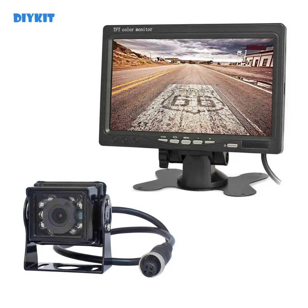 DIYKIT DC 12 V-24 V " TFT lcd резервный автомобильный монитор+ 4pin IR ночного видения CCD камера заднего вида для автобуса домашнее судно грузовик