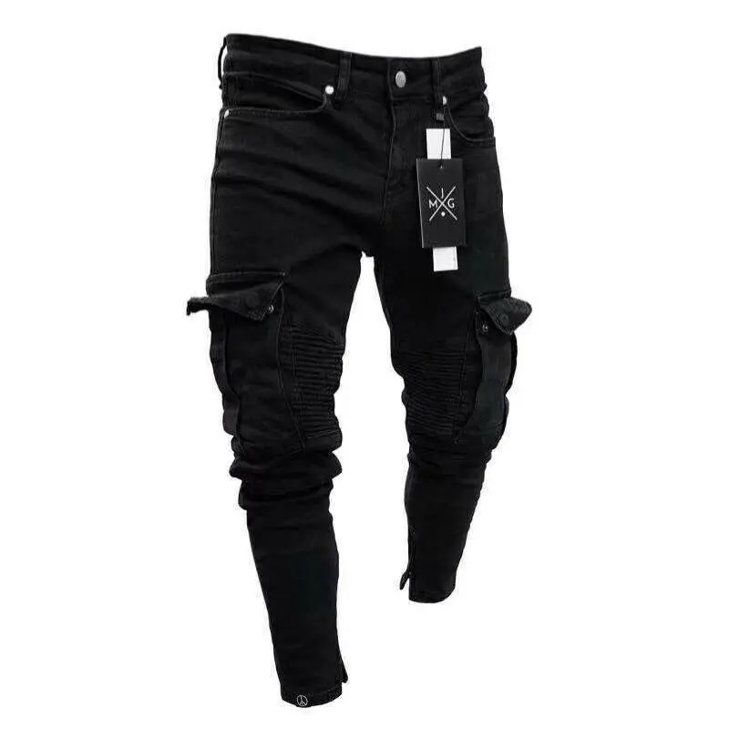 Cargo Pants Fashion Mens Slim Fit Urban Straight Leg Denim Casual Pencil Jogger Cargo Pants S-3XL