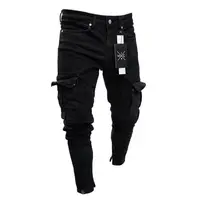 Fashion Mens Slim Fit Urban Straight Leg Black Trousers Denim Casual Pencil Jogger Cargo Pants S-3XL 4