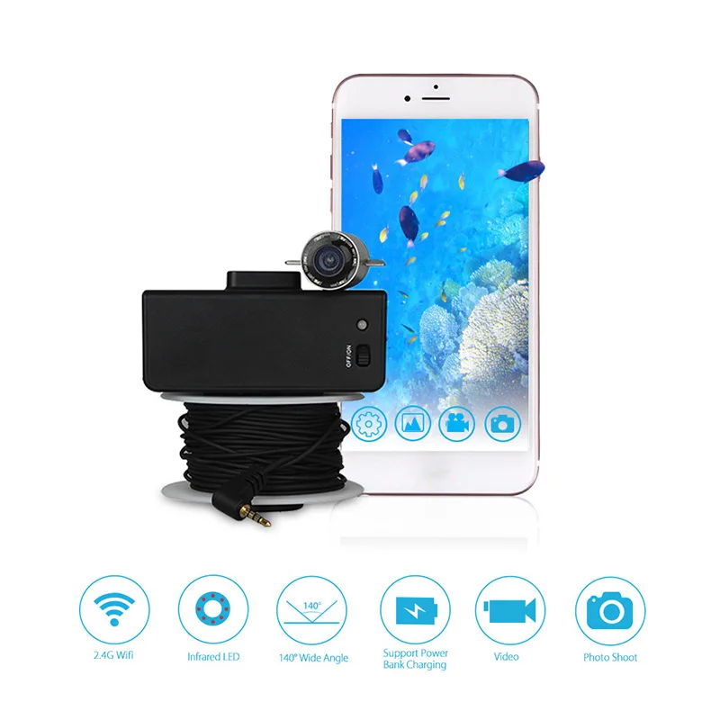 

TOMOUNT Fish Finder Wireless WIFI Visible Fishing Device 20 Meters Mobile Phone Watch HD Underwater Fishing DetectorFish Finder