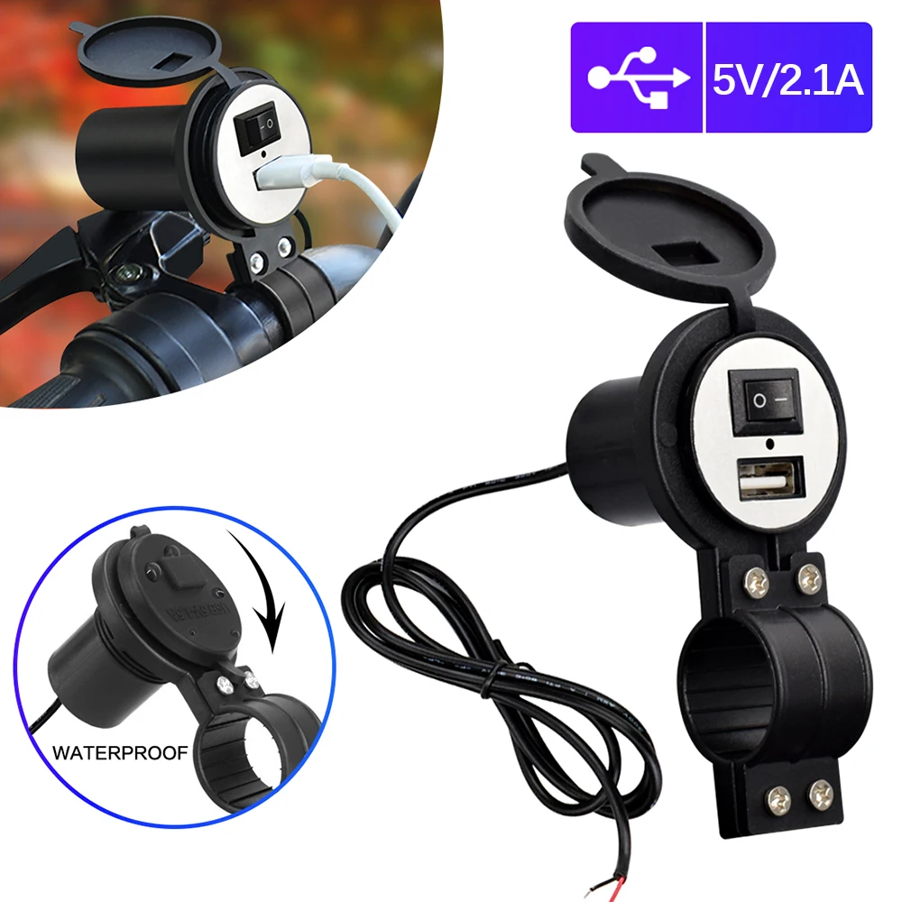 Motorbike Accessories 12V Waterproof Motorcycle Handlebar USB Charger 5V-2.1A Moto Adapter Power Supply Socket For Phone Mobile |