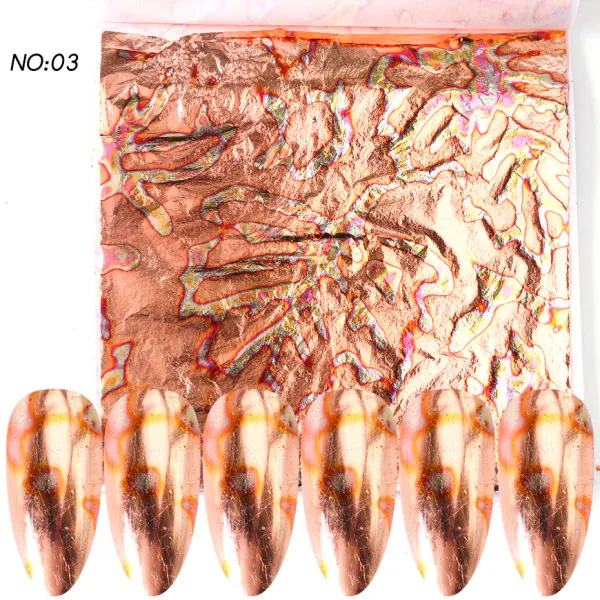 1 шт. бронзовые золотые наклейки для ногтей, зимние золотые медные слайдеры с листьями, голографическое искусство ногтей, украшения, маникюрные обертывания LE1546 - Цвет: 03