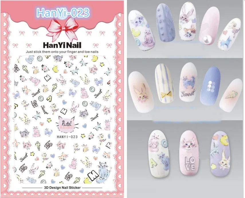 HANYI023 Мультфильм Тип! Лак для ногтей задний клей деколь декорации дизайн ногтей стикер для ногтей Советы красоты - Цвет: HANYI023