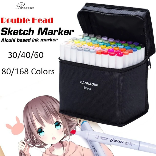 Art Drawing Marker Pen,touchnew 40 60 80 168 Colors Alcohol Graphic Art  Sketch Twin Marker Pens Gift Sketchbook For Painting - Art Markers -  AliExpress