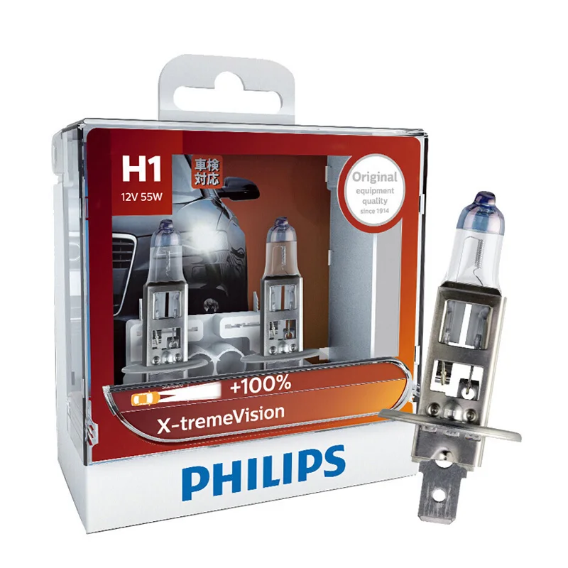 Светодиодная лампа Philips X-treme Vision H1 H4 H7 H11 9003 9005 9006 HB2 HB3 HB4 XV 12V+ более яркий светильник автомобильные галогенные лампы головного светильник, X2