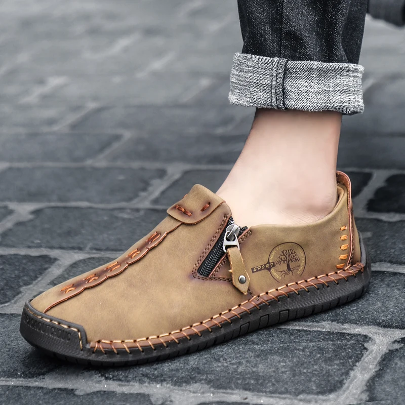 Male Shoes Casual Genuine Leather Loafers Moccasins Slip on