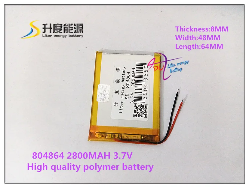 3,7 V 2800mAH 804864 полимерный литий-ионный/литий-ионный аккумулятор для power bank tablet pc mp4 Электронная книга dvr