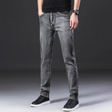 Jantour Новые мужские джинсы из хлопка высокого качества деним знаменитого бренда брюки мягкие мужские серые брюки мужские модные большие размеры 38 40