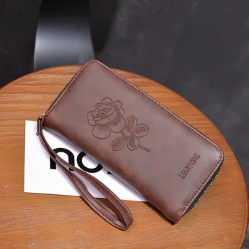 

Simple Long Wallet Women's Handbag Coin Purse Card Holder Wrist Strap Women's Wallet Embossed Phone Bag