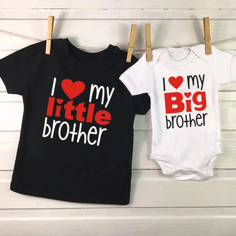 Рубашки с надписью Brother рубашки I Love My Big Little | Мать и ребенок