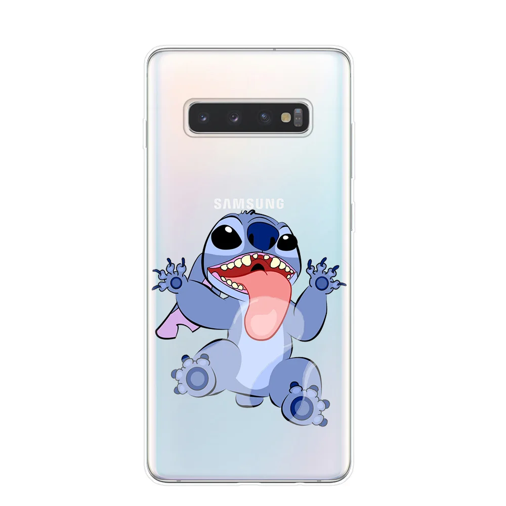 Милые чехлы для телефонов Disneys Stitch для samsung S10 S9 S8 Plus S10e 5G S6 S7 Edge S10Lite, Прозрачная силиконовая Мягкая задняя крышка