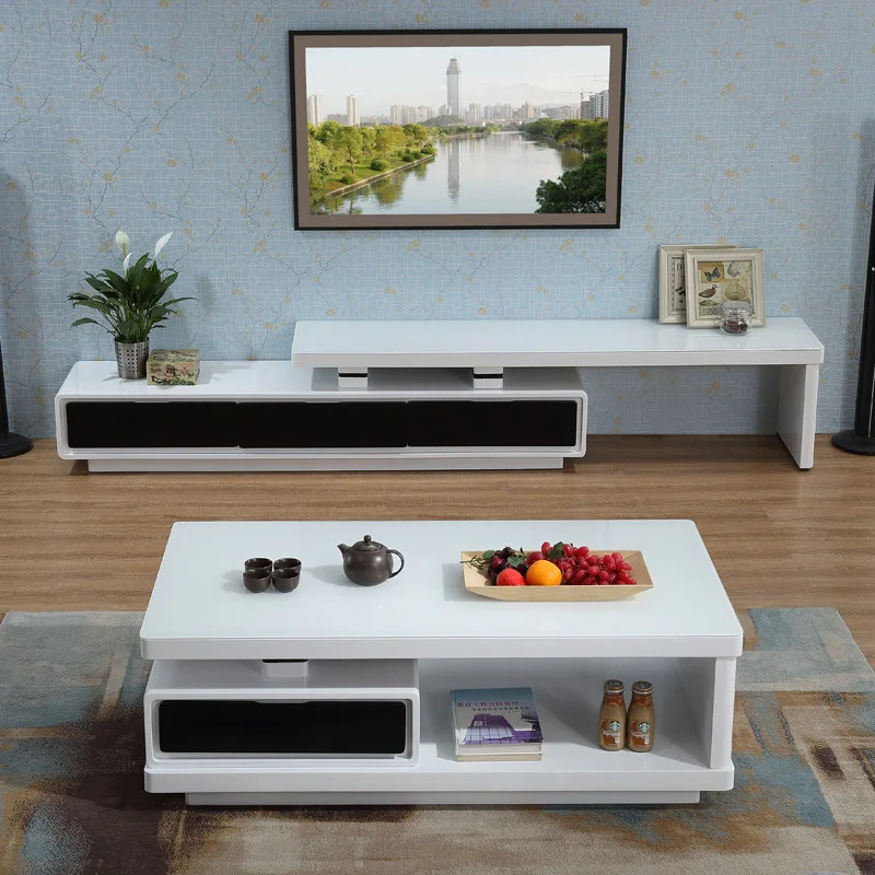 

Manufacturers Direct Selling Living Room Modern Minimalist Tempered Glass Coffee Table White Piano Finish Creative Teapoy Table
