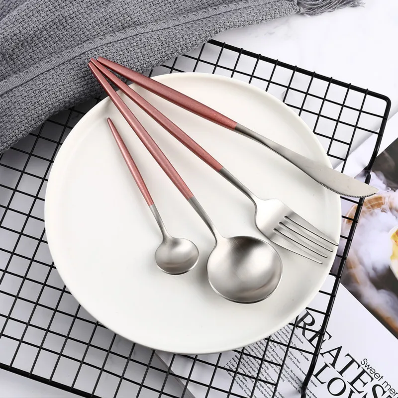 Столовые приборы матовые из нержавеющей стали набор 4 ножей ложки вилки