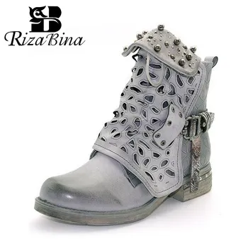

RIZABINA Late Autumn Women Ankle Boots Fashion Ethnic Style Shoes Women Travel Casual Women Flats Outdoor Footwear Size 35-43