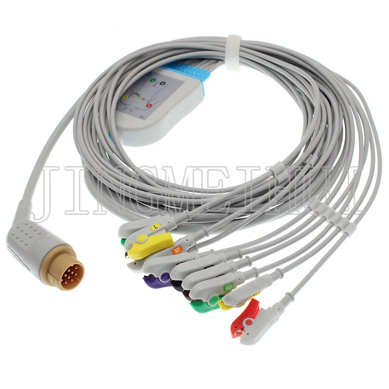 Совместим с Martara Surveyor ECG EKG 10-Lead cable, 3,0 Din/4,0 Banana/clip/snap leadwire