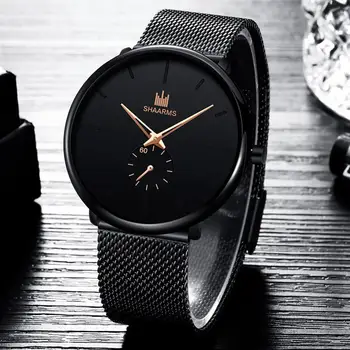 

SHAARMS men Watch Stainless Steel Quartz Watches Fashion Business Clock Relogio Masculino Reloj Hombre