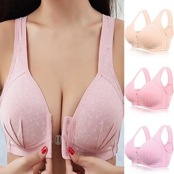 

Wireless cotton Bras for Women lingerie Front Close T-Back Bra Leisure Comfortble Underwear plus size 44 42 40 38 36 34
