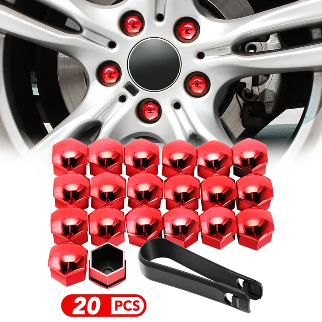 Bouchons d'écrou de roue VOLKSWAGEN 17mm - Set de 20 pièces - Noir