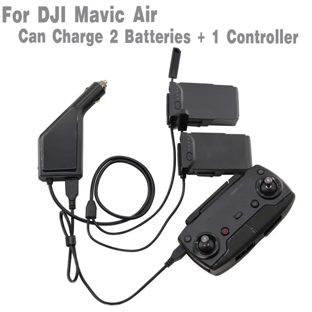 3 в 1 Автомобильное зарядное устройство для DJI Mavic Air пульт дистанционного управления и зарядка аккумулятора концентратор автомобильное зарядное устройство адаптер 2 батареи+ контроллер зарядки