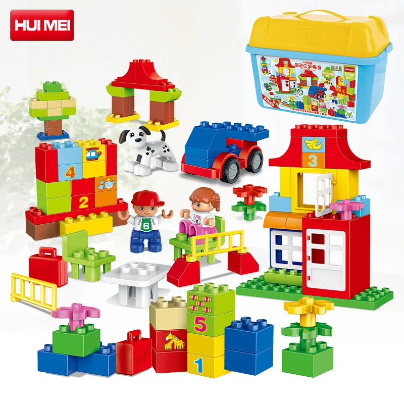 

Hui mei Building Blocks Large Particles Building Blocks Assembled Plastic Building Blocks Children 2-6-9-Year-Old Educational Sp