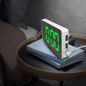 

HOT-Creative Mirror LED Alarm Clock Multifunction Digital Snooze Clock Home New Square Time Display Alarm Clock