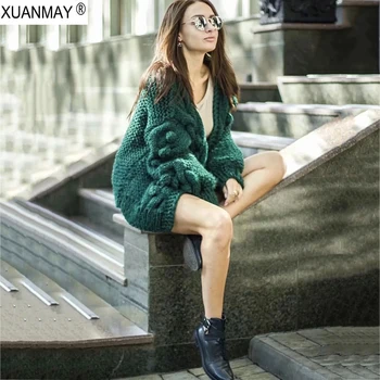 

2020 New Style Women's Thick Cardigan Sweater Coat Handmade Woven Sweater Cardigan Super Thick Super 5XL Code Cardigan Sweater