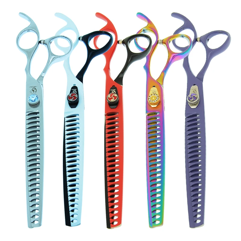 22 dientes 8,0 pulgadas profesional mascotas Tijeras de peluquería canina para adelgazamiento Tijeras Japón 440c para adelgazamiento Tijeras de peluquero B0059A