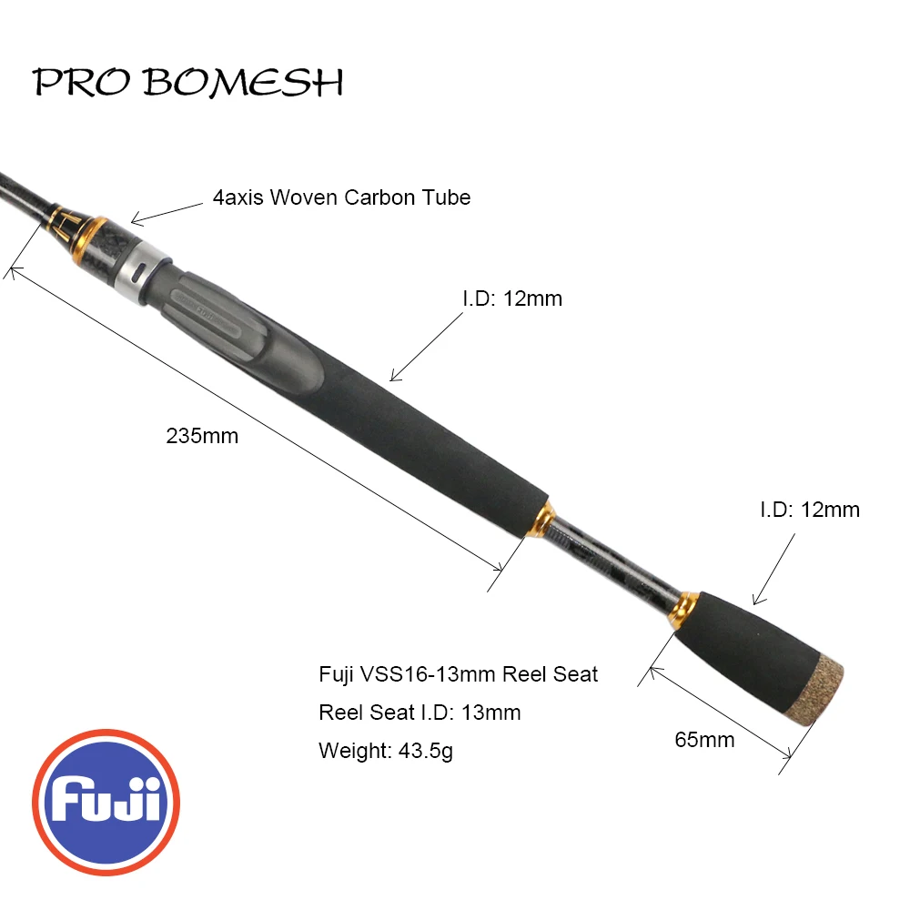 Pro Bomesh Fuji KDPS/ASH Carbon Fiber Reel Seat Spinning Handle Kit Fishing  Rod Building DIY Component Handle Repair Accessory