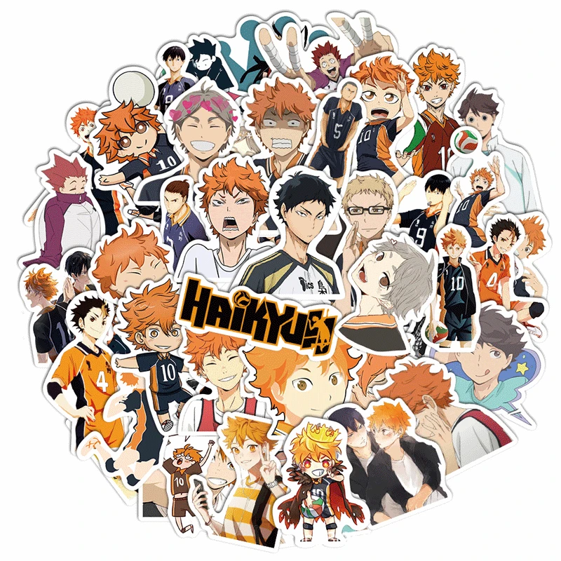 Random 50pcs/set Japan Anime Cartoon Props Haikyuu!! Hinata Shoyo Kageyama Tobio Sticker | Игрушки и хобби