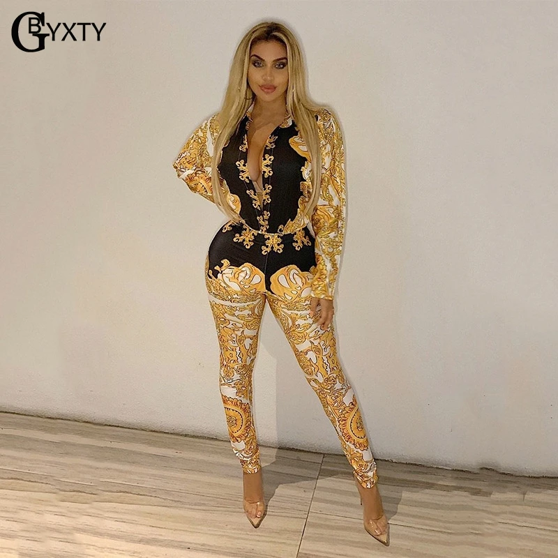 GBYXTY Vintage Print Tracksuit Long Sleeve Bodysuit and Pants Two Piece Set Women 2021 Spring Autumn Outfits Matching ZL414 |
