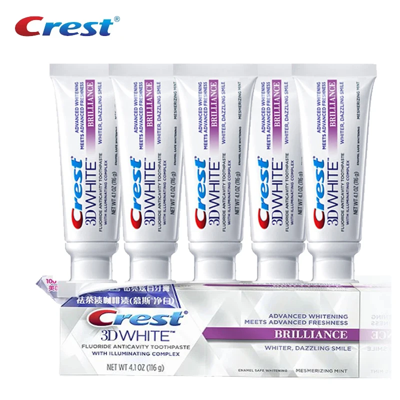 

Crest 3D White Water Soluble Toothpaste Mousse Whitening Toothpaste White Brilliance Toothpaste Activated Teeth Whitening 5pcs