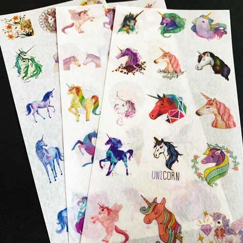 Последние в 3 в и бумажные наклейки s Plant Planet Animal наклейки на Материал - Цвет: unicorn