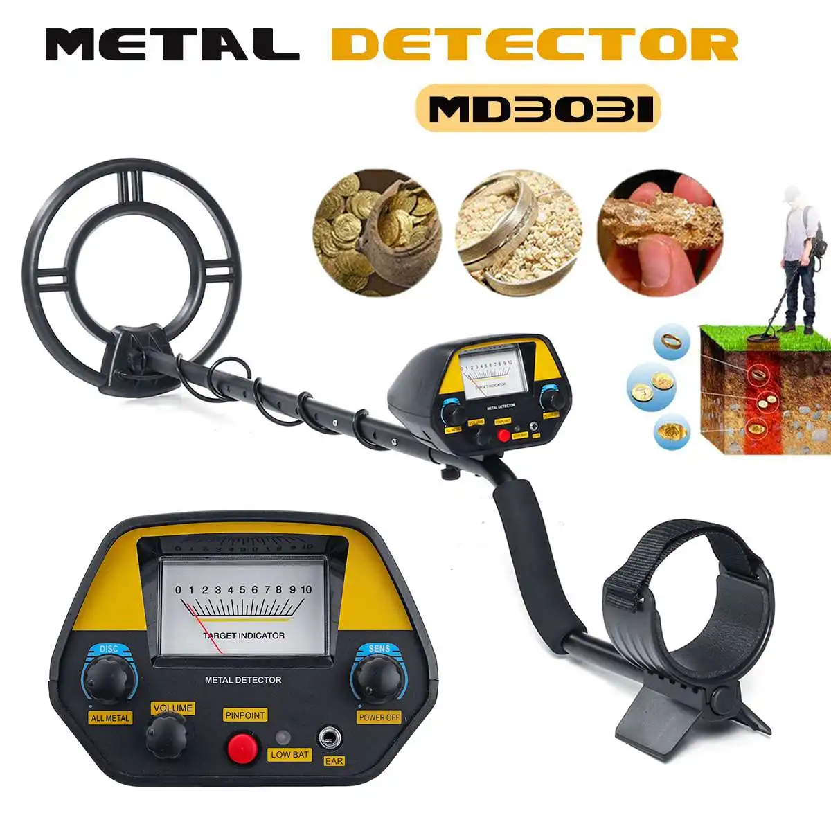 

MD3031 Metal Detector Underground Treasure Hunter Professional Gold Detector with 3 Operating Modes