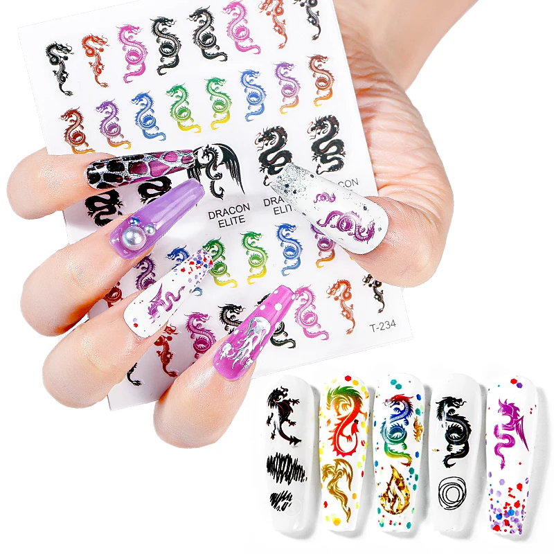 

1 Sheet Dragon Nail Water Decals Animal Inspiredfor DIY Nail 3D Tattoo Decoration (multicolor) Waterslide Stickers Dragon HJ2K