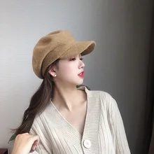 01912-xiaoxiao24 зимние теплые однотонные шерстяные женские козырьки, кепки для мужчин и женщин, шапка для отдыха