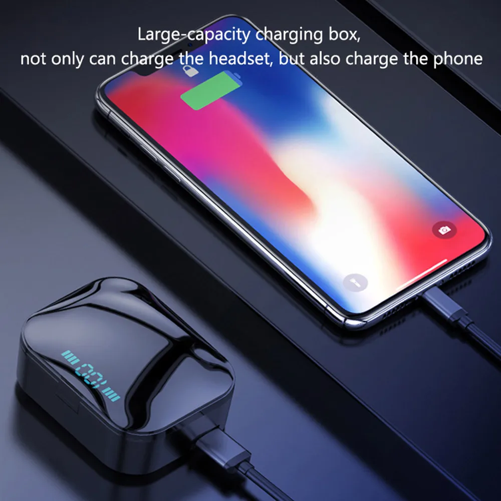 KISSCASE, сенсорный TWS, Bluetooth 5,0, Спортивные Беспроводные наушники, светодиодный, 2200 мА/ч, внешний аккумулятор, наушники, беспроводные наушники для Xiaomi