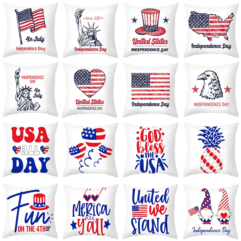 

Новинка 2021, Наволочка на День Независимости, наволочка с принтом флага и букв, наволочка из персиковой кожи