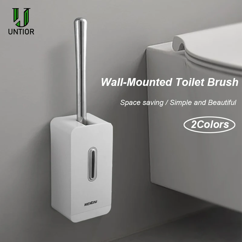 

UNTIOR Stainless Steel Handle Toilet Brush with Holder Portable Bathroom Cleaning Tools Wall Mounted Removable Cleaning Brush