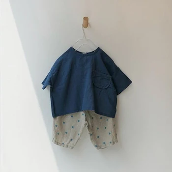 

Children'S Clothes Japanese And Korean New Year'S And Summer Baby Boy Cotton Casual Jacket Baby Girl Short Sleeve Pocket T-Shirt