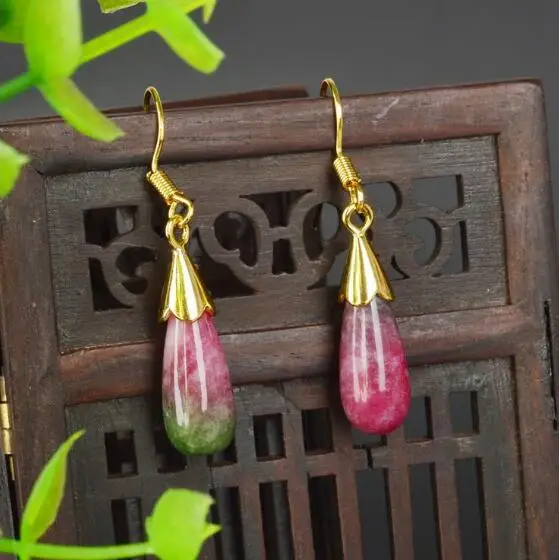 Jewelry Jade Earring Natural peach stone plum yu hibiscus jewelry earrings strokes transfer good Free Shipping | Украшения и