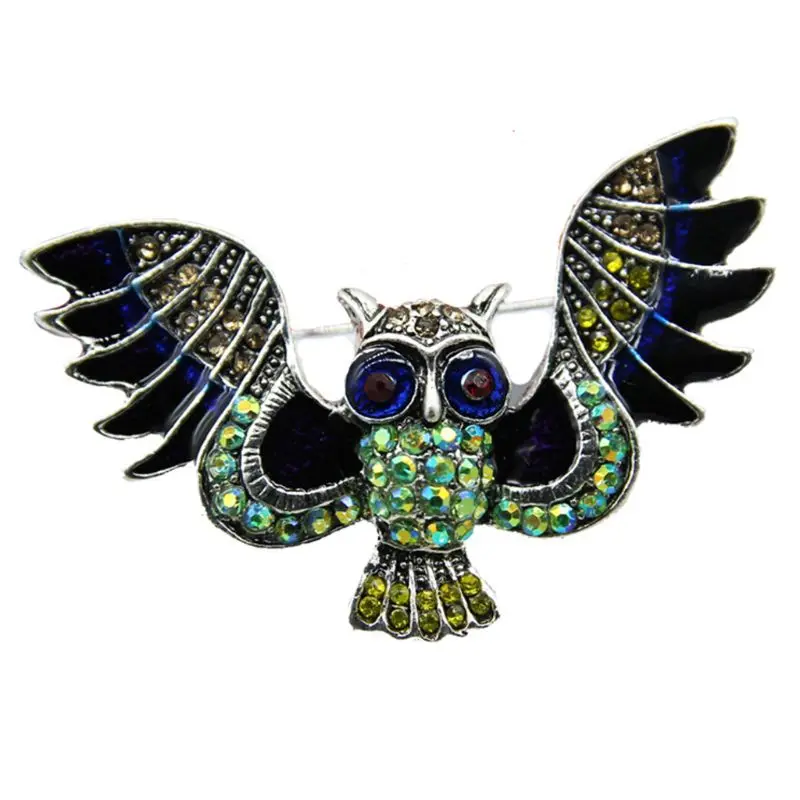 Мультфильм сплава летящая Сова заколки со стразами брошь эмаль значок шапка шарф