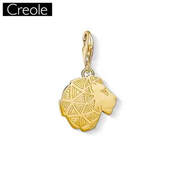 

Charm Pendant Golden Color Lion,2018 Fashion Jewelry Trendy Real Authentic 925 Sterling Silver Gift For Women Men Fit Bracelet