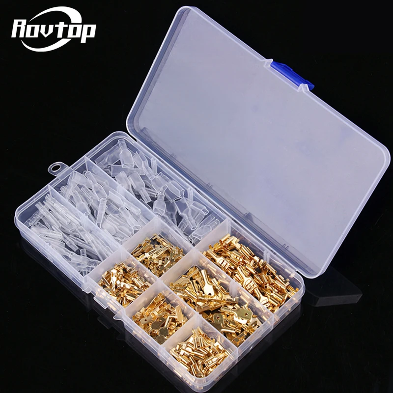 

Rovtop 270pcs 2.8MM 4.8MM 6.3MM Female Male Car Spade Connector Splice Quick Wire Crimp Terminals Kit for Car Motorcycle Bike Z2
